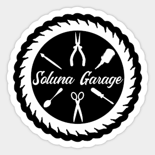 Soluna Garage circle style logo (white art) Sticker